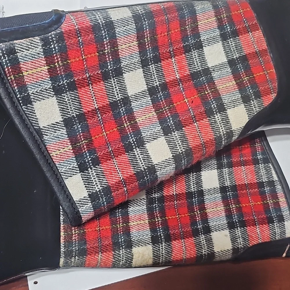 Bass Plaid Rain Boots with Black Soles